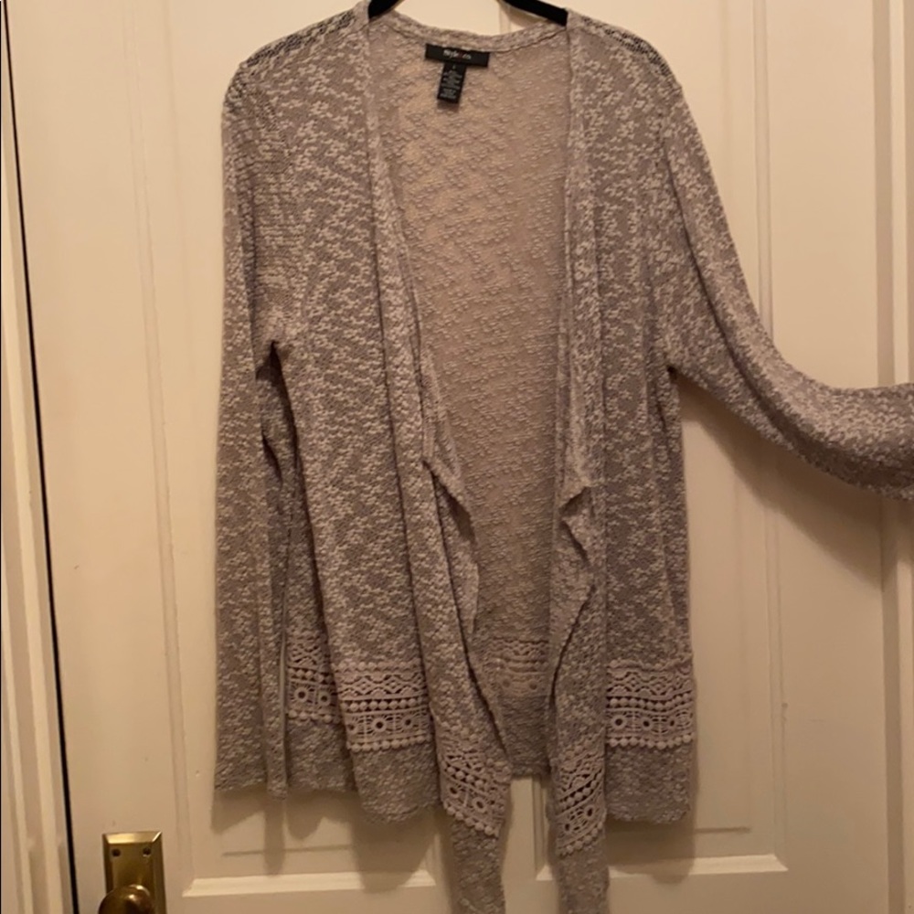 Style & Co Taupe Sheer Cardigan Size L